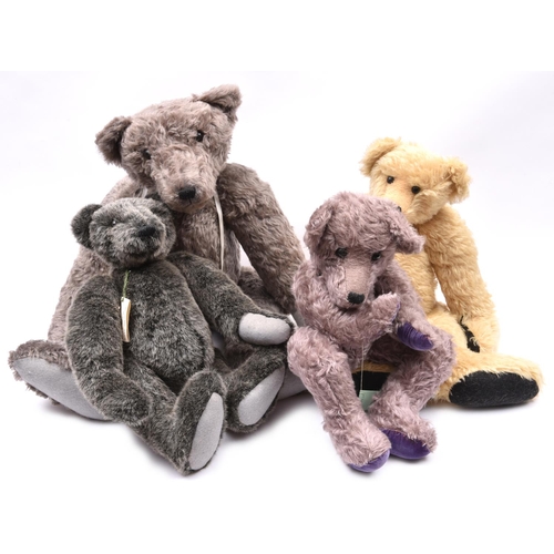 115 - 4x Ruskin Bears Teddybears by Lesley Simpson. All with original information labels attached to each ... 