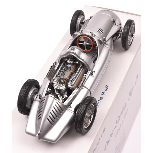 147 - CMC 1:18 Auto-Union Typ D 1938-1939. Superbly detailed and finished in metallic silver, with detaile... 