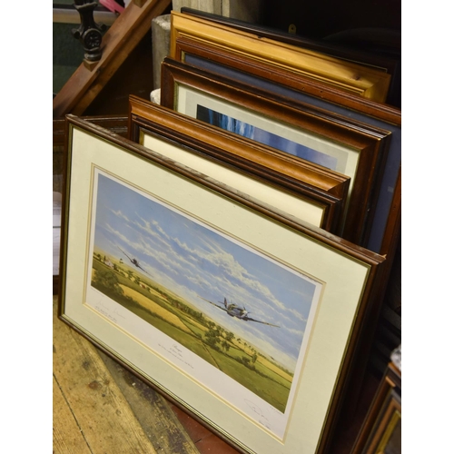 61 - 10x Framed prints of military aircraft and ships. All very well mounted and framed. 4x as limted edi... 