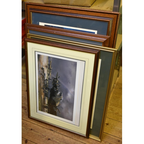 62 - 6x Framed prints of military aircraft and ships. All limted edition signed prints very well mounted ... 