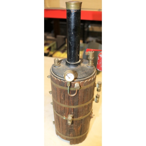 35 - A live steam model of a Vertical Boiler. Coal fired model with separate grate sitting underneath on ... 