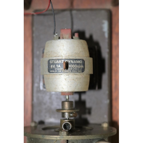 45 - A Stuart Models dynamo. Rated at 4v. 1a. and 8000rpm.  Connected to a brass steam driven fan and wir... 