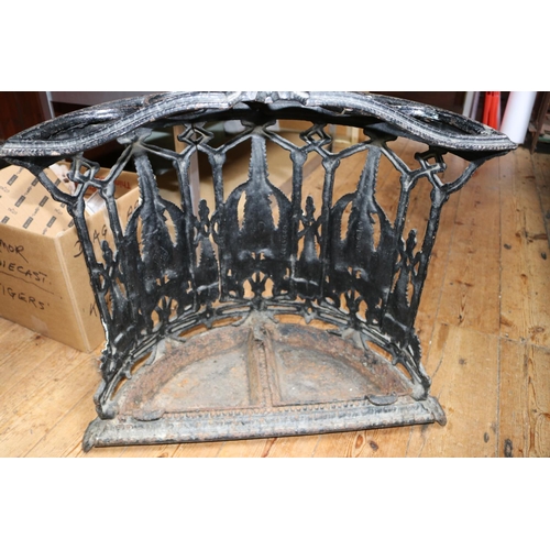 58 - A substantial Victorian 19th Century Coalbrookdale cast iron umbrella stand. Decorative half-circula... 