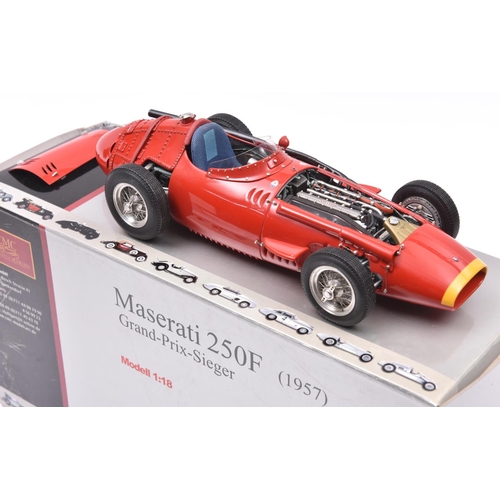 152 - CMC 1:18 Maserati 250F 1957. Superbly detailed and finished in Italian Racing Red livery, with yello... 