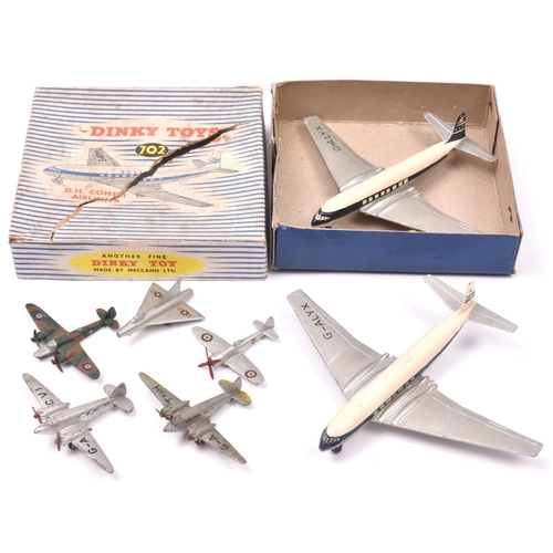 362 - 6x Dinky Toys aircraft. Including; Tempest II, Light Transport and Airspeed Envoy. All GC for age, s... 