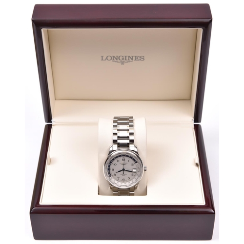 144 - A Longines Master Collection World Timer Automatic watch with automatic self winding mechanism. Stai... 