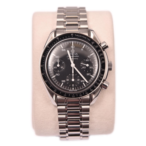 161 - An Omega Speedmaster Chronograph watch with automatic self winding mechanism. With stainless steel c... 