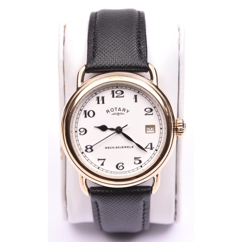 183 - A Rotary Automatic watch with automatic self winding movement. White face and black Arabic numerals.... 