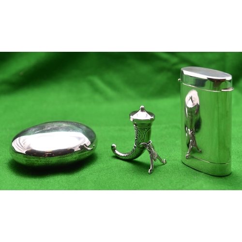 20 - 3x silver items. A small 'Horn of Plenty' with detachable lid and Norwegian hallmarks. An oval canis... 