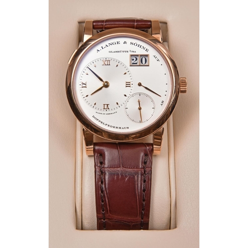 225 - A Lange & Sohne 'Lange 1' Automatic watch with automatic winding mechanism. 22 carat gold case, meta... 