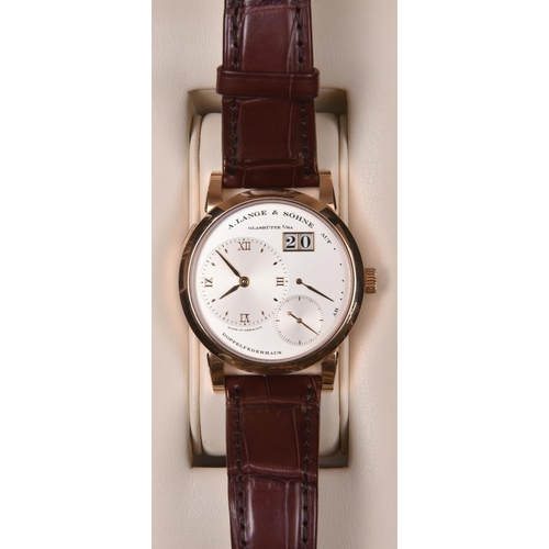 225 - A Lange & Sohne 'Lange 1' Automatic watch with automatic winding mechanism. 22 carat gold case, meta... 