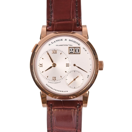 225 - A Lange & Sohne 'Lange 1' Automatic watch with automatic winding mechanism. 22 carat gold case, meta... 