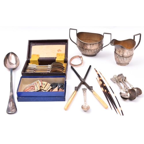 4 - A quantity of silver plated flatware, cutlery and other items. Including; bone handled glove stretch... 