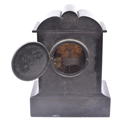 62 - A 19th Century slate and marble mantle clock. 8 day movement striking on a gong. With pendulum. Heig... 