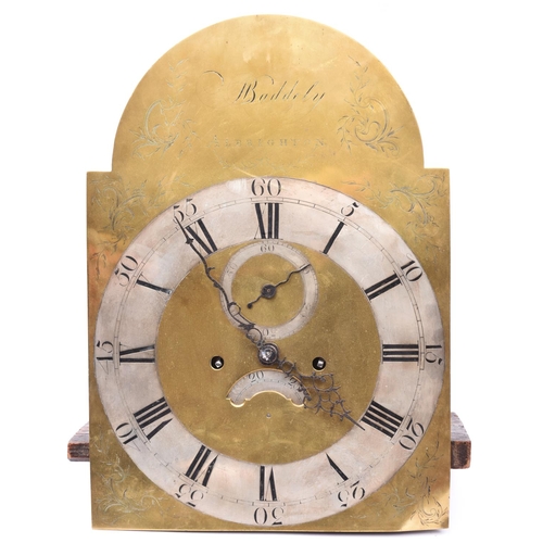 64 - A fine George III longcase 8 day movement with anchor escapement and brass arched dial by John Badde... 