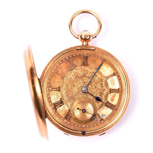 68 - A fine Victorian gold pocket watch. Key wound watch with Roman numerals to face and separate seconds... 