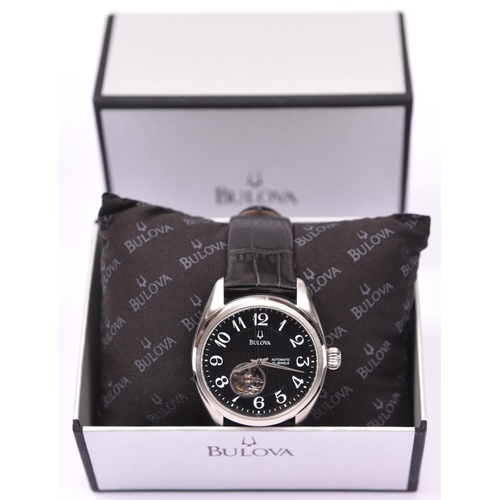 97 - A Bulova B1 Automatic watch with automatic self winding mechanism. Stainless steel case, black face ... 