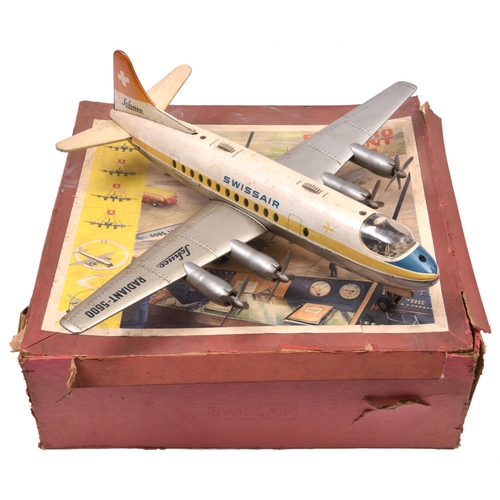 123 - An Impressively large Schuco 'Radiant-5600' tinplate battery powered model of a 1950's Swissair Vick... 