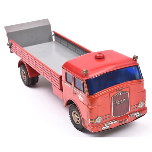 125 - A rare Schuco Elektro-Lastomat 6084 tinplate 2 axle open back M.A.N. Diesel Truck. Cab and rear body... 