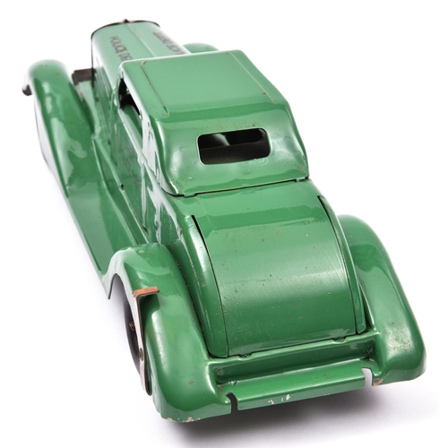 135 - An American MARX 1930's Style Heavy Tinplate Siren POLICE Car. A friction powered example in dark gr... 