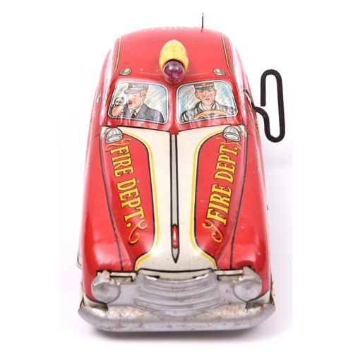 137 - An American 1950's MARX Tinplate Clockwork Fire Chief Car-'with electric signal flasher, siren and p... 