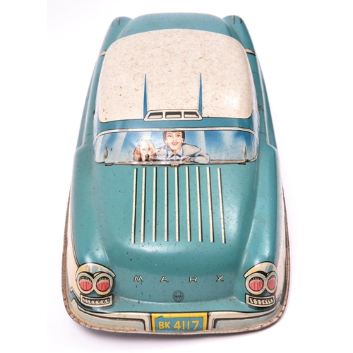 138 - An Impressively Large American 1950's MARX Tinplate non-Friction Powered 2-Door Saloon Car. In turqu... 