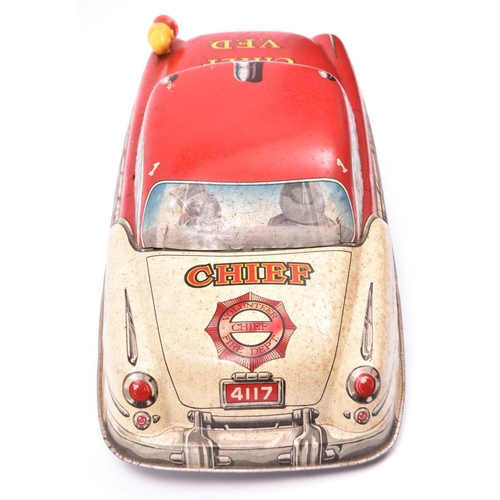 139 - An Impressively Large American 1950's MARX Tinplate Friction Powered Car. A V.F.D. Fire Chief's Car,... 