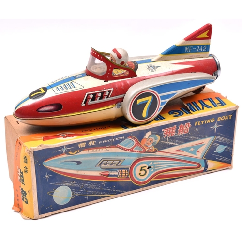 140 - A Friction Powered Tinplate Space Ship Style 'Flying Boat'.  An early Chinese produced example, prob... 