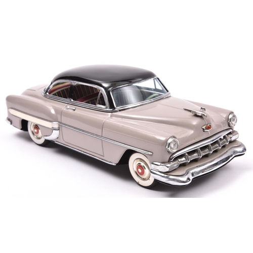 158 - A Japanese Tinplate Marusan Toys Kosuge (SAN) 1954 Chevrolet Bel-Air 2-Door Hardtop. A free wheel ex... 