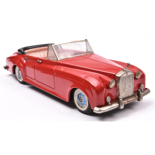 169 - Bandai Tinplate Early 1960's Friction Powered Rolls Royce Silver Cloud 4 Door Open Top Saloon. An ex... 