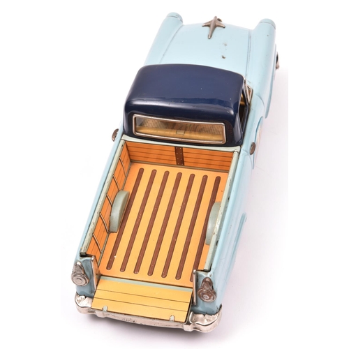 175 - Bandai Tinplate 1956 Ford Fairlane Ranchero Pick-Up. In light blue with dark blue roof, elephant wit... 