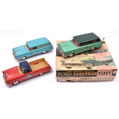 176 - A Rare mid 1950's Bandai/Cragstan Friction Ford Suburban Fleet. This seldom seen set was produced fo... 