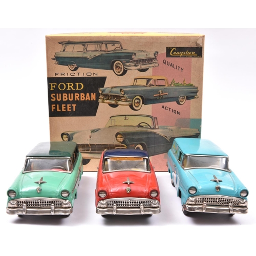 176 - A Rare mid 1950's Bandai/Cragstan Friction Ford Suburban Fleet. This seldom seen set was produced fo... 