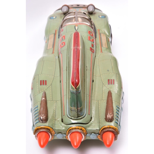 178 - A rare late 1950's Japanese Yonezawa Tinplate Atom Jet Racer. A streamlined science-fiction style sp... 