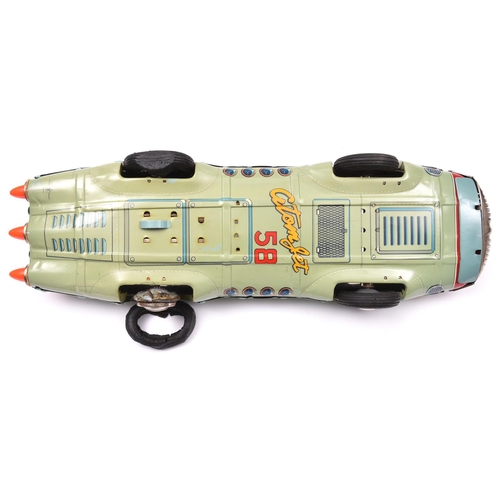 178 - A rare late 1950's Japanese Yonezawa Tinplate Atom Jet Racer. A streamlined science-fiction style sp... 