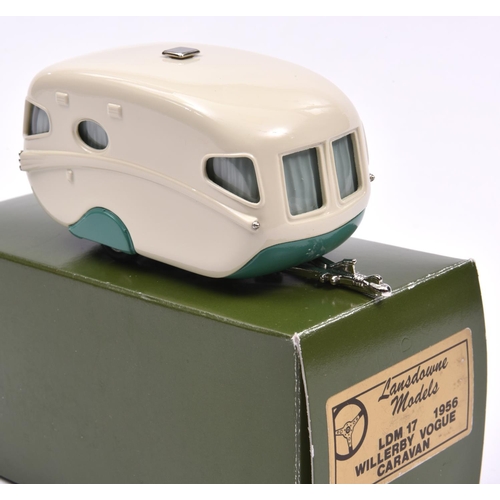 274 - Lansdowne Models LDM17 1956 Willerby Vogue Caravan. In cream with sea green wheel spats lower front ... 