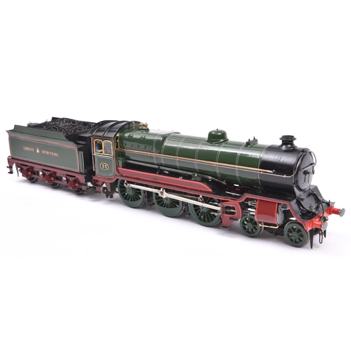 44 - A finescale O gauge kitbuilt model of a Great Central Class 9Q 4-6-0 tender locomotive, 33, in lined... 