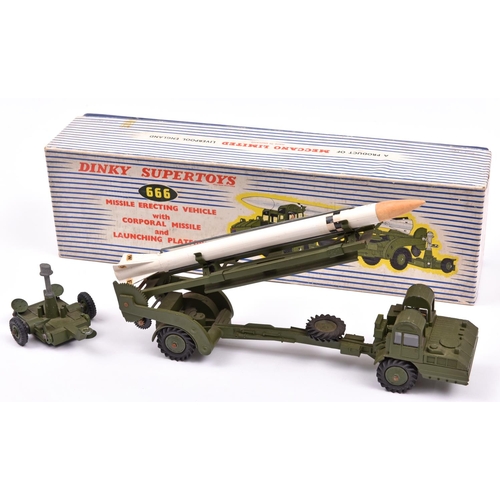 443 - Dinky Toys Missile Erecting Vehicle with Corporal Missile & Launching Platform (666). Vehicle in oli... 