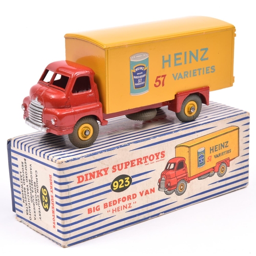 448 - Dinky Supertoys Big Bedford Van 'HEINZ' (923). Red cab and chassis with yellow rear body, yellow whe... 