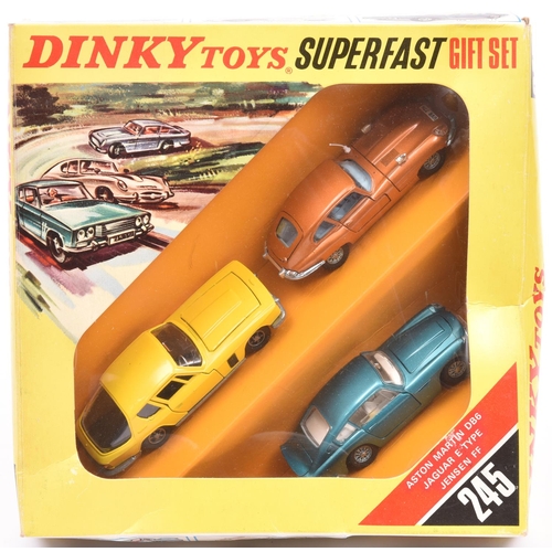 457 - Dinky Toys Superfast Gift Set 245. Comprising 3 sports cars - Aston Martin DB6 in metallic sea green... 