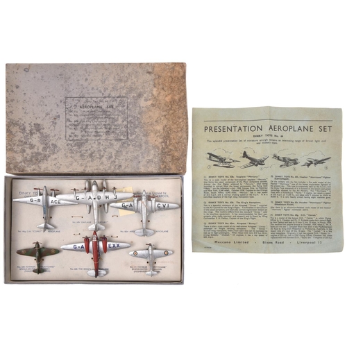 460 - A rare Dinky Toys Aeroplane Set No.64. Comprising 6 aircraft- D.H. Comet Aeroplane (60g) in silver, ... 