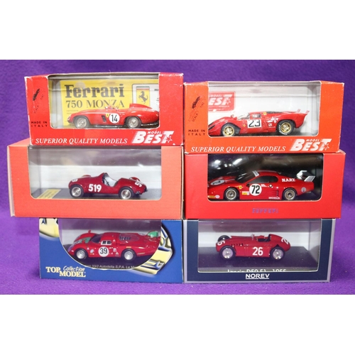 194 - 6 1:43 Racing Cars. IXO Ferrari BB512 LM 1982 RN72. Norev 1955 Lancia D50 F1, RN26. Top Model Alfa R... 