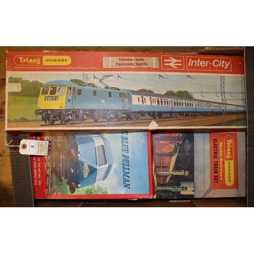 2 - 3x Tri-ang Hornby Train Sets. One complete set- The Blue Pullman (RS.52). Comprising 3 car DMU inclu... 