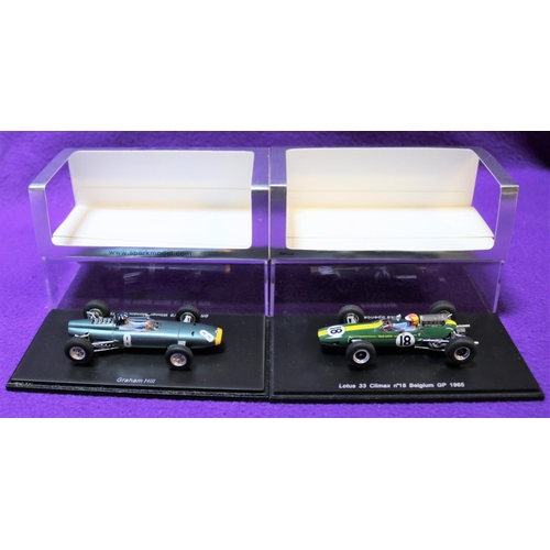 218 - 2 Spark 1:43 Racing Cars. BRM P261 Winner Monaco Grand Prix 1964, RN8, in metallic light green, driv... 