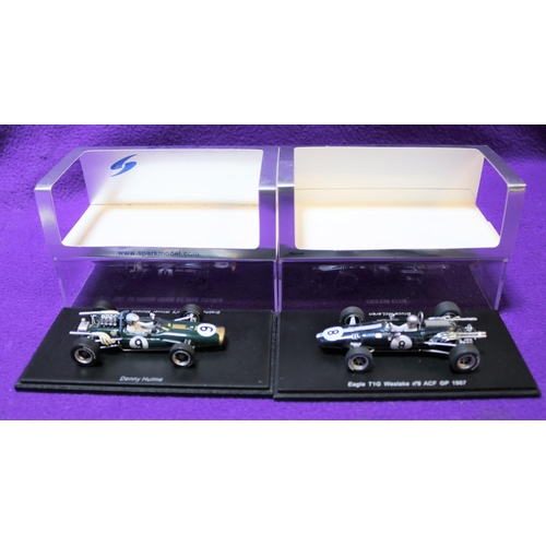 219 - 2 Spark 1:43 Racing Cars. Brabham BT20 Winner Monaco Grand Prix 1967, RN9, in B.R.G. with yellow str... 