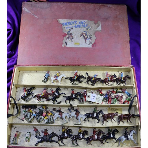 100 - Britains North American Cowboys & Indians 2-Tier Set 2061. Comprising part of the contents of this c... 