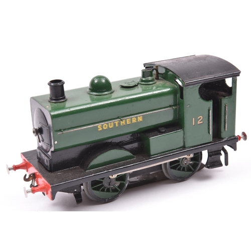 24 - A coarse scale O gauge Leeds Model Co. model of a Southern 0-4-0ST locomotive, 12, in unlined green ... 