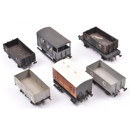 6 - 5x O gauge kit built/adapted freight wagons/vans. A Metropolitan Railway horsebox. An LNWR Guard's v... 
