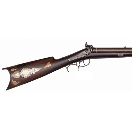 328 - A mid 19th century double barrelled percussion rifle/shotgun made for the American market, 47