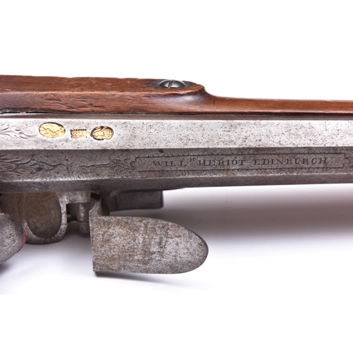 330 - A good 12 bore Scottish flintlock sporting gun by William Heriot of Edinburgh, c 1775; 56